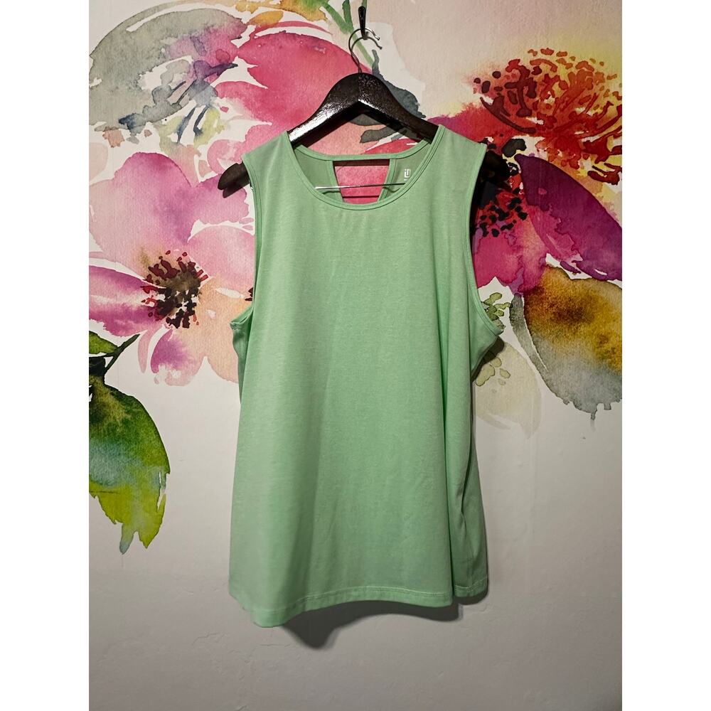 Ideology ESF-12209 Plus Size Keyhole Back Tank Top Lime Green 2X Plus Size Yoga